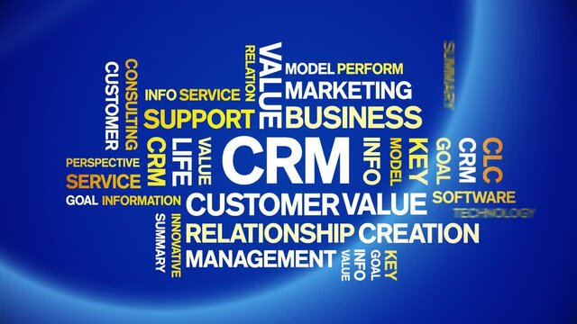 CRM animated tag word cloud;text design animation kinetic typography seamless loop.