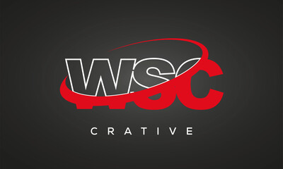 Fototapeta na wymiar WSC creative letters logo with 360 symbol vector art template design 