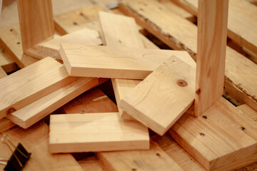 Pieces of wood at a craft and carpentry shop