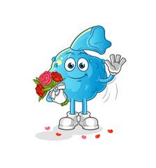 fever compress with bouquet mascot. cartoon vector