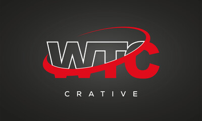 WTC creative letters logo with 360 symbol vector art template design	