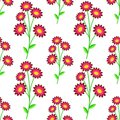 Seamless pattern in a modern style, red small flowers on a white background. Modern design for paper, cover, fabric, interior decor and other users.