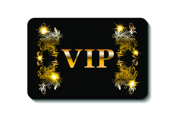 VIP card template, black with gold inscription on a white background, vector illustration