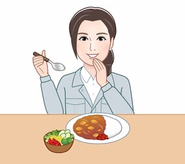 食事をしている女性