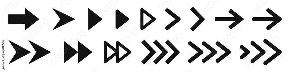 Poster set of arrows isolated on white background. collection of pointers. direction concept. vector illust