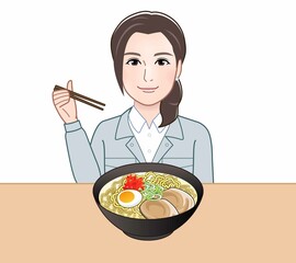 食事をしている女性