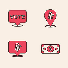 Set Stacks paper money cash, Vote, Eagle and icon. Vector