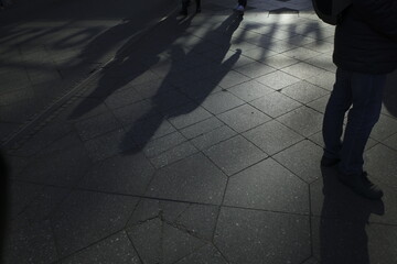 Shadows walking in the street