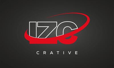 IZC creative letters logo with 360 symbol vector art template design