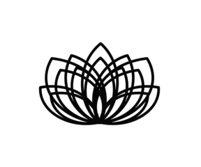 Blooming lotus on a white background. Silhouette. Vector illustration.