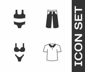 Set Shirt, Swimsuit, and Pants icon. Vector
