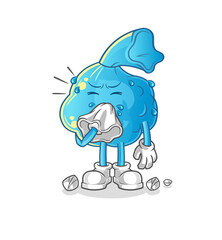 fever compress blowing nose character. cartoon mascot vector