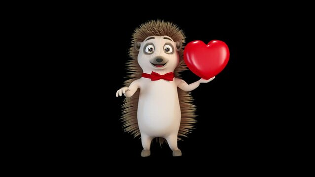Hedgehog dancing with a heart