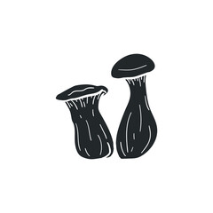 King Oyster Pleorotus Eryngii Icon Silhouette Illustration. Boletus Mushroom Vector Graphic Pictogram Symbol Clip Art. Doodle Sketch Black Sign.