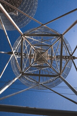 An astronomical radio telescope working at night