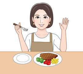 食事中の主婦
