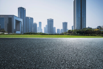 Urban skyscrapers and modern urban expressway