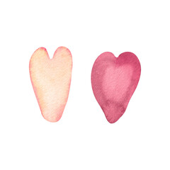 Watercolor set of Valentine's Day hearts on a white background