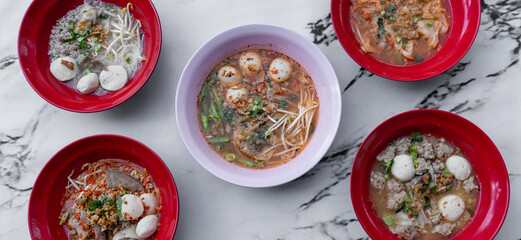 Thai Chinese Mixed Noodles and Fish Ball Soups