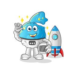 fever compress astronaut waving character. cartoon mascot vector