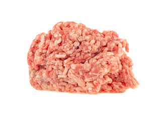 fresh raw minced beef and pork meat isolated on white background