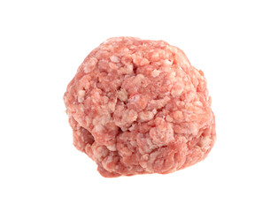 fresh raw minced beef and pork meat isolated on white background