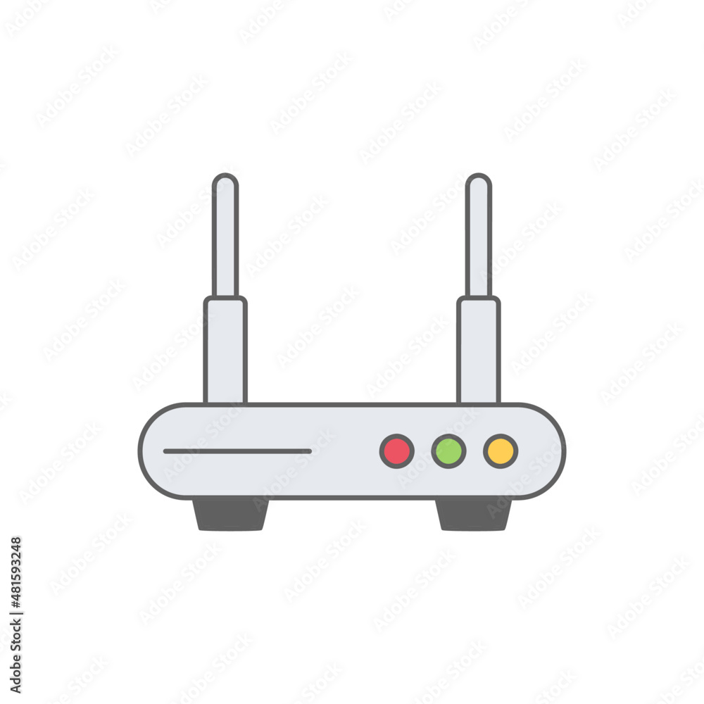 Poster wifi router icon in color icon, isolated on white background