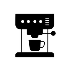Coffee maker Icon in black flat glyph, filled style isolated on white background