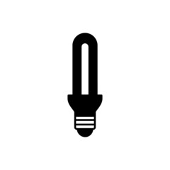 Lamp CFL icon in black flat glyph, filled style isolated on white background