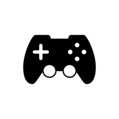 Game controller icon in black flat glyph, filled style isolated on white background