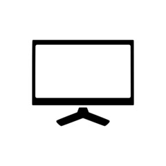 Wide screen TV Icon in black flat glyph, filled style isolated on white background