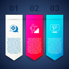 Set Target, Stair with finish flag and Flag. Business infographic template. Vector