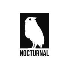 owl logo silhouette in square shape