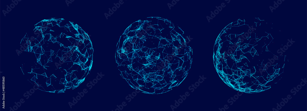 Poster vector futuristic sphere of particles and lines. network connection big data. abstract technology ba
