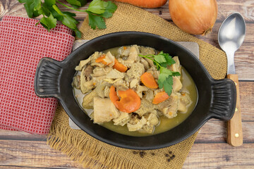 dish of tripe on a table