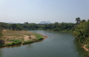 Panoramic view on River Kwae Noi, Kanchanaburi, Thailand