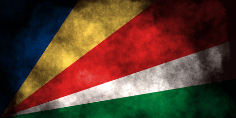 Closeup of grunge Seychelles flag