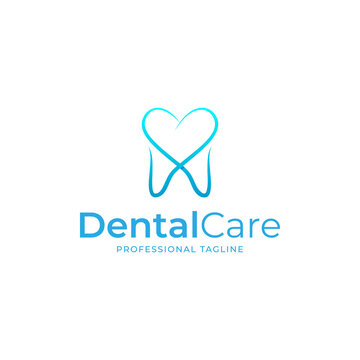heart and teeth logo, dental care, dental clinic vector logo design