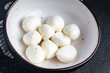 mozzarella mini sphere healthy meal food snack on the table copy space food background rustic top view