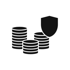 Coins Icon with protection sign. Vector illustration.