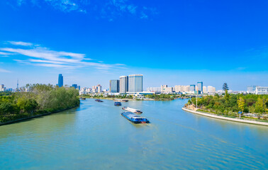 Obraz premium Aerial photography of scenery in Suzhou section of Beijing Hangzhou canal