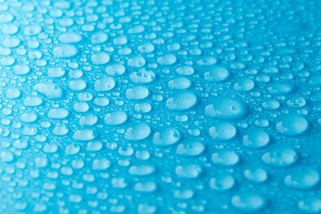 Water drops bubble background, abstract blue background, close-up, macro. Selective focus
