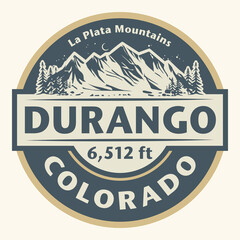 Emblem with the name of Durango, Colorado - 481600437