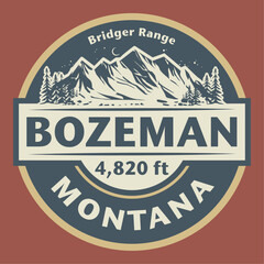 Emblem with the name of Bozeman, Montana