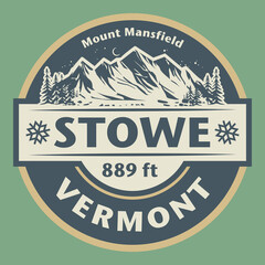 Emblem with the name of Stowe, Vermont - 481600467