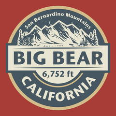 Emblem with the name of Big Bear Lake, California - 481600474