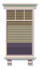 Frame with window blinds closed. Sunlight protection