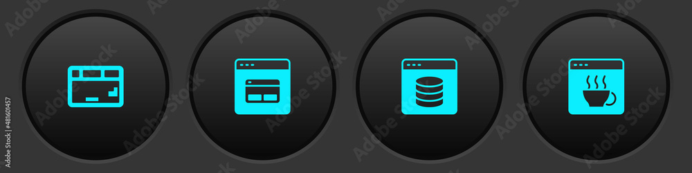 Wall mural set keyboard, search engine, server, data, web hosting and software icon. vector