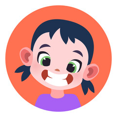 Happy girl avatar. Funny child profile picture