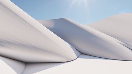 Abstract architecture background white curved walls 3d render